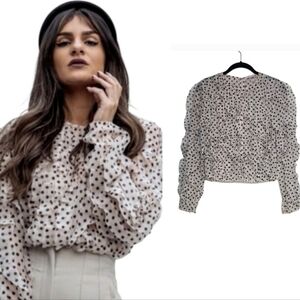GIAMBATTISTA VALLI x H&M ruffled pink with black dots top size 2